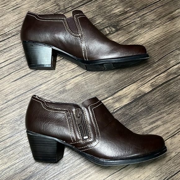 Natural Soul Boots Womens 5M Kasta Side Zip Bootie Brown Faux Leather Heels - Picture 7 of 10